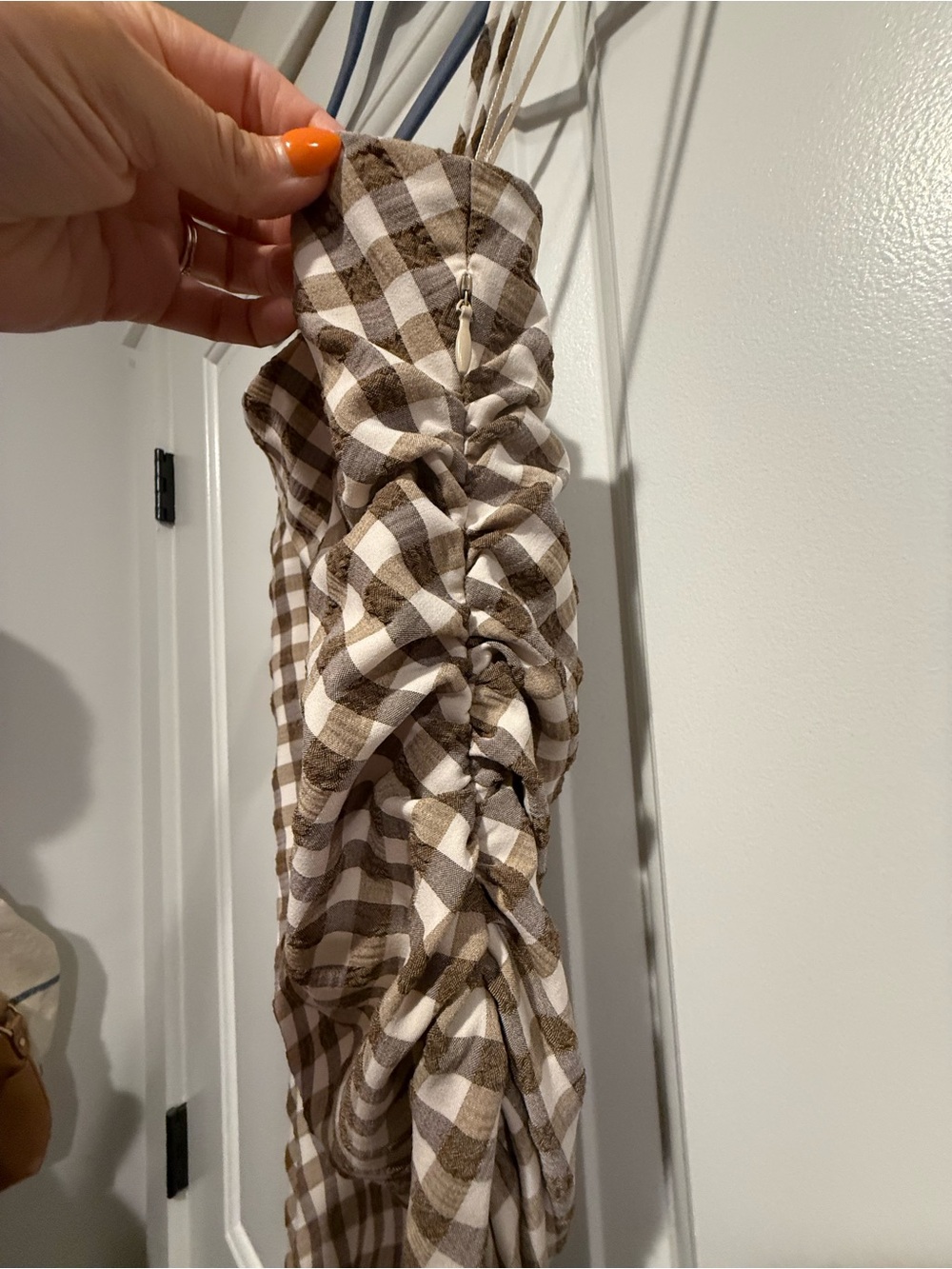 Zara Brown Gingham Dress Medium - Picture 4 of 7